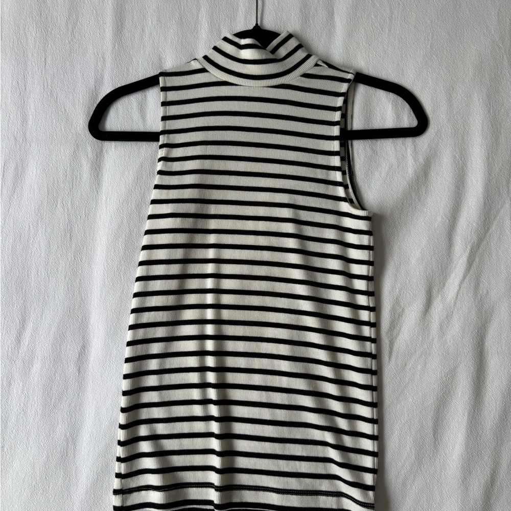 LOFT Black and White Striped Tank Top